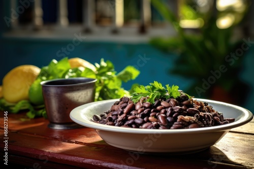 Cuban black beans and rice in a quaint Havana neighborhood.