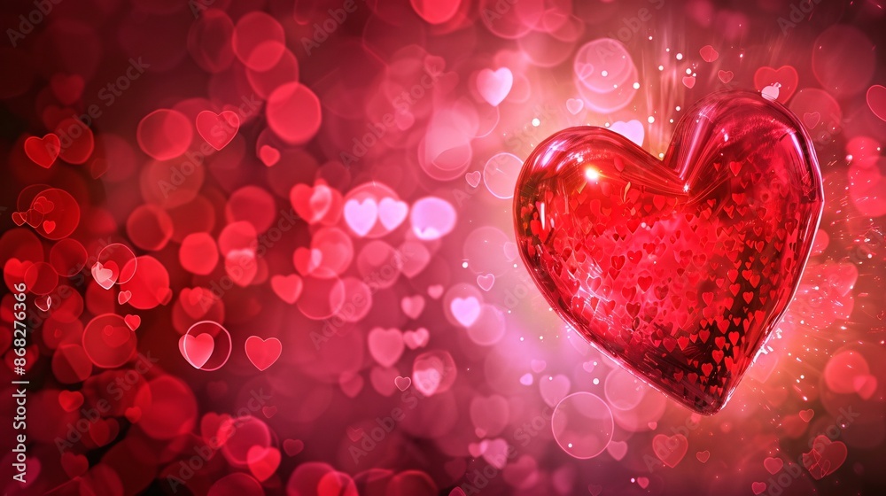 Sparkling Red Heart with Bokeh Background Sparkling Red Heart with Bokeh Background