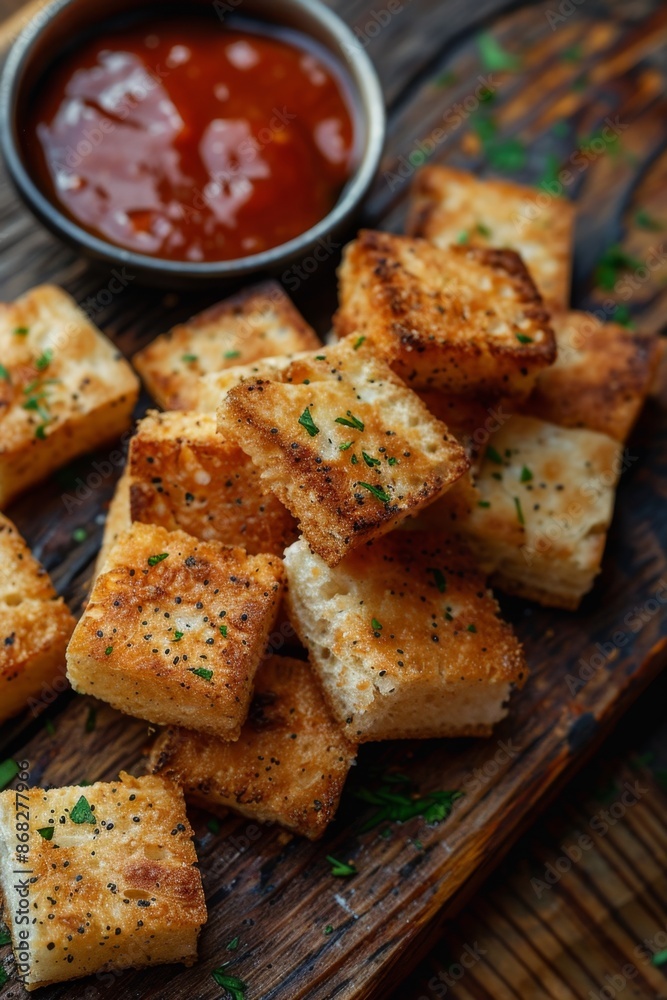 Crunchy croutons with dip, seasoning rusks, spicy biscuits, bruschetta crackers, small fried bread snacks Crunchy croutons with dip, seasoning rusks, spicy biscuits, bruschetta crackers, small fried bread snacks