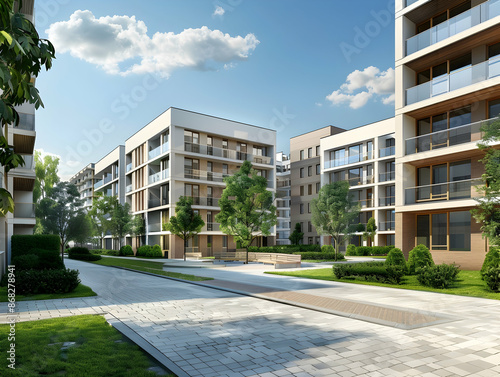 New luxury residential buildings, stylish office building, Premium Apartments and flat building, City building