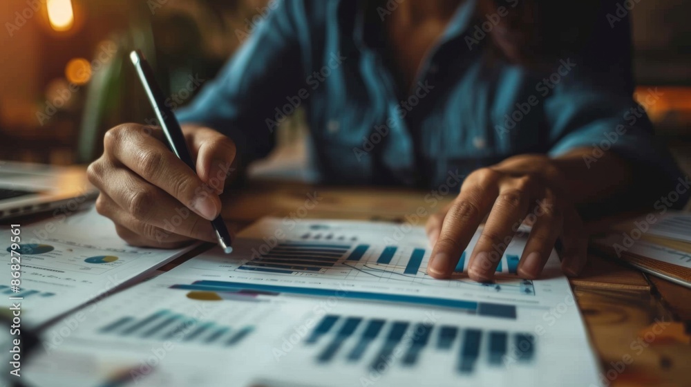 A financial consultant reviewing a client's investment goals and strategies, using a mix of digital tools and printed materials. A financial consultant reviewing a client's investment goals and strategies, using a mix of digital tools and printed materials.