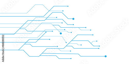 Vectors Technology blue circuit diagram. High-tech connection system on a white background.