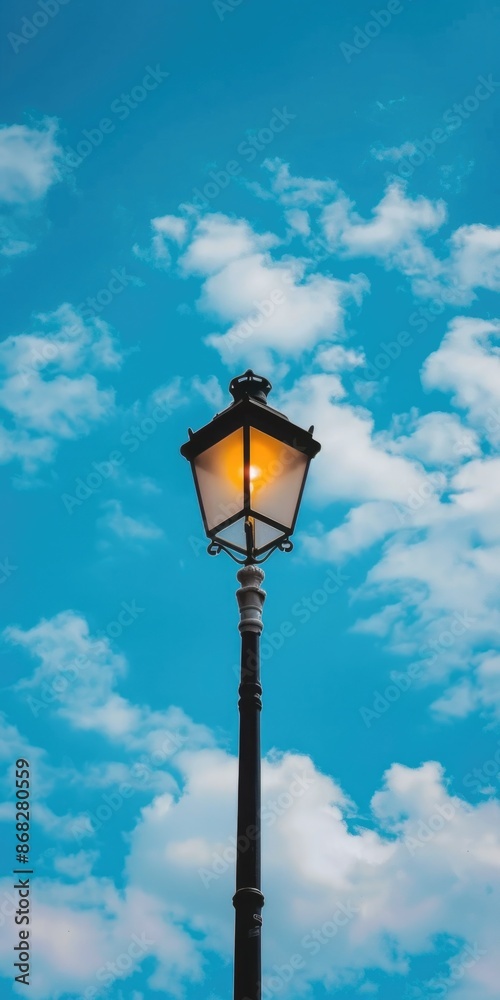 Street Lighting. Electric Lamp-post Equipment Illuminating City Skyline Street Lighting. Electric Lamp-post Equipment Illuminating City Skyline