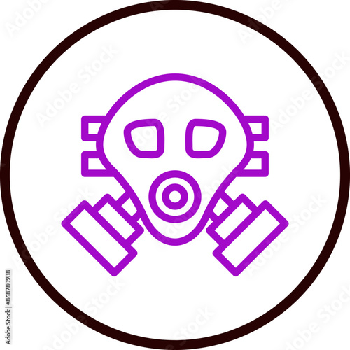 Gas Mask Vector  Line Purple Circle Black