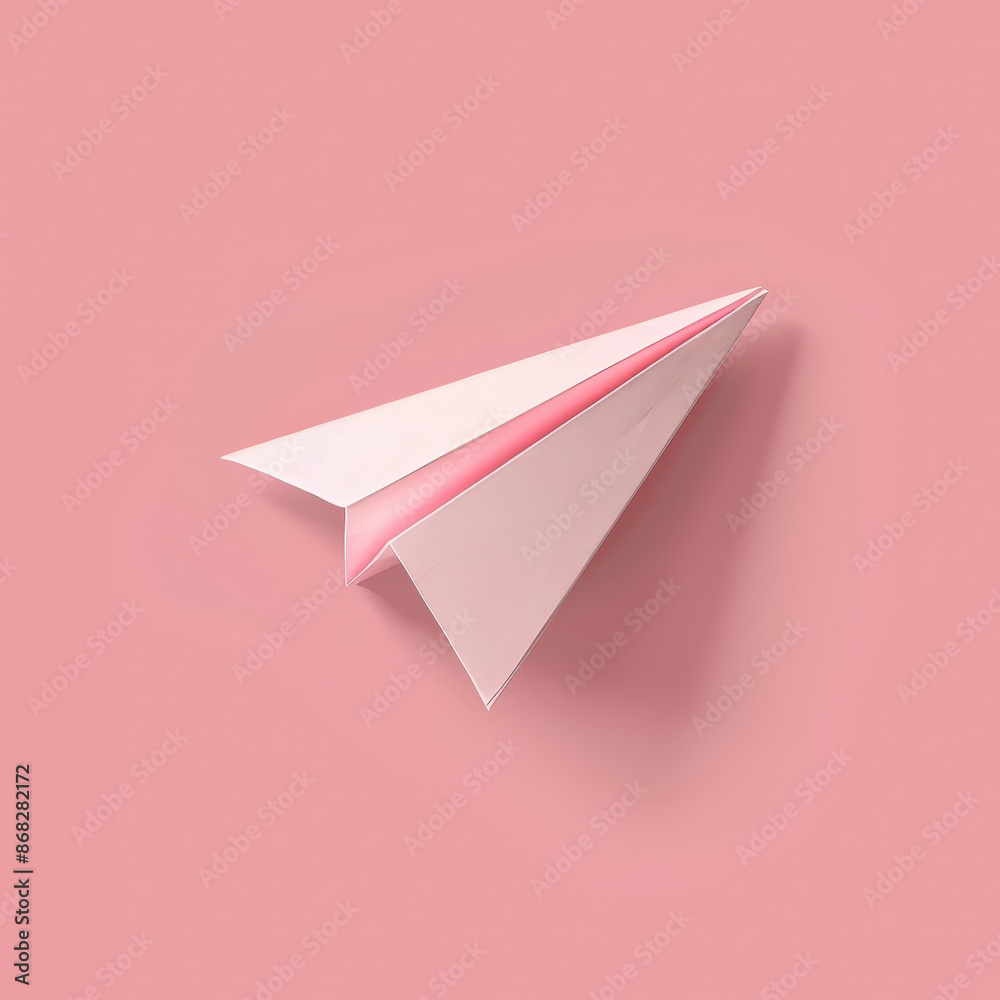 Design a minimalist icon of a traditional paper airplane. Emphasize simplicity and nostalgia with clean, folded lines and a subtle, pastel color palette. Define the mood as playful and imaginative, Design a minimalist icon of a traditional paper airplane. Emphasize simplicity and nostalgia with clean, folded lines and a subtle, pastel color palette. Define the mood as playful and imaginative,