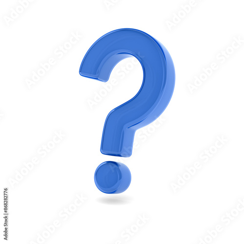 glass question mark on whit...