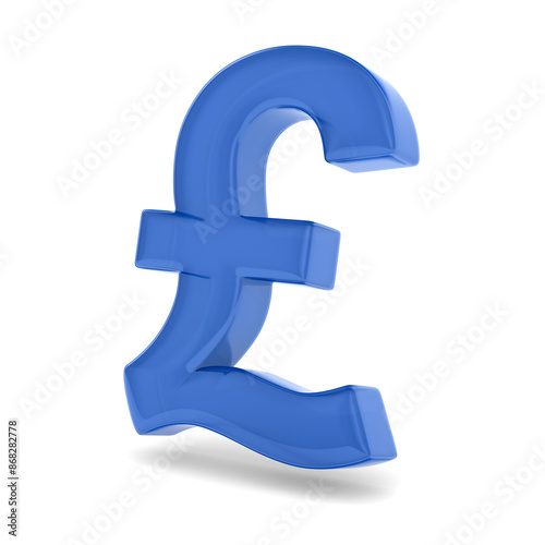 glass symbol British pound on white background. Isolated 3D illustration