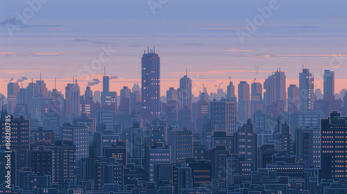 Neon Noir: Pixel Art Cyberpunk Cityscape with Towering Skyscrapers