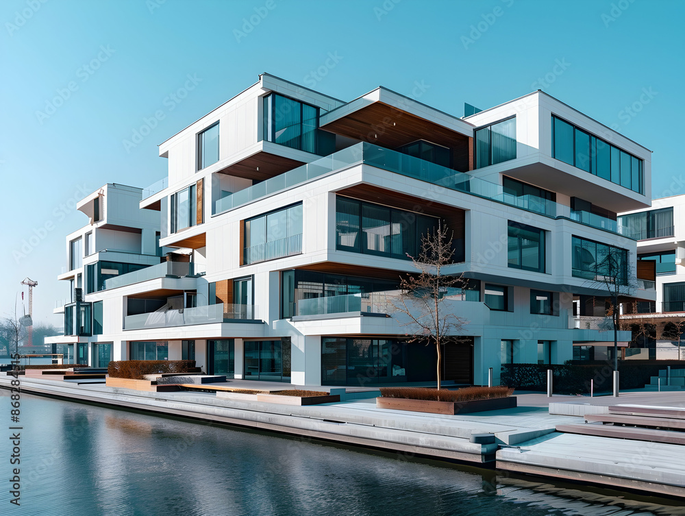 Fototapeta premium New luxury residential buildings, stylish office building, Premium Apartments and flat building, City building