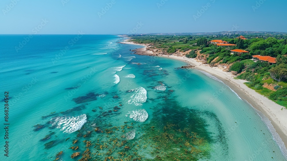 Obraz premium Serene Mediterranean Escape at Beit Yanai Beach on the Sharon Plain in Israel