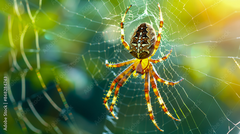 Macro shot of a spider on its web. Macro shot of a spider on its web.