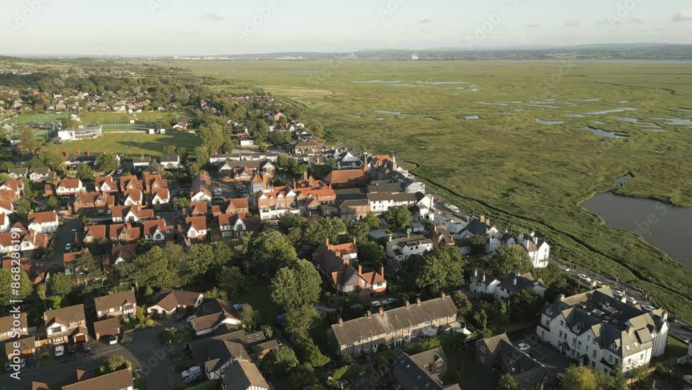 Aerial view of village of Parkgate on the Dee Estuary, Wirral, England Aerial view of village of Parkgate on the Dee Estuary, Wirral, England