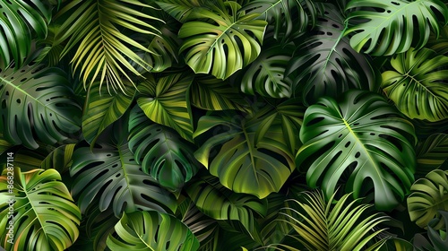 Wallpaper Mural A lush, tropical background of green leaves. Torontodigital.ca