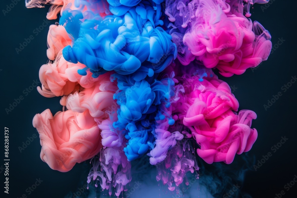 Vivid dance of colors underwater - abstract ink swirls