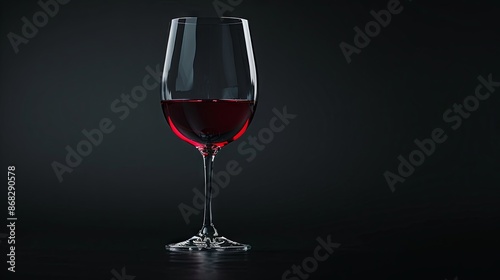 Glass of red wine on isolated black background