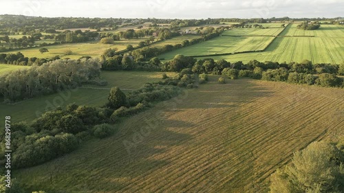 Aerial view of English fields and countryside, Parkgate, Wirral, England photo