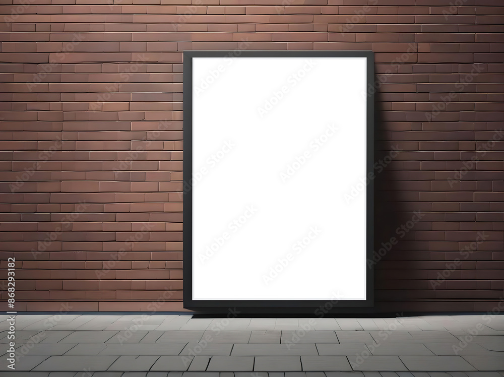 frame on brick wall, wall with frame, wall canvas Ai generated