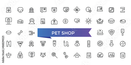 Pet Shop Icon set with editable stroke collection for web and ui. Line icons pack. Vector illustration.