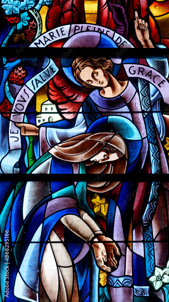 Annunciation to the Blessed Virgin Mary by the Archangel Gabriel. Annonciation à la Vierge Marie par l'Archange Gabriel. Annunciation to the Blessed Virgin Mary by the Archangel Gabriel. Annonciation à la Vierge Marie par l'Archange Gabriel.
