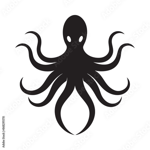 black and white octopus silhouette