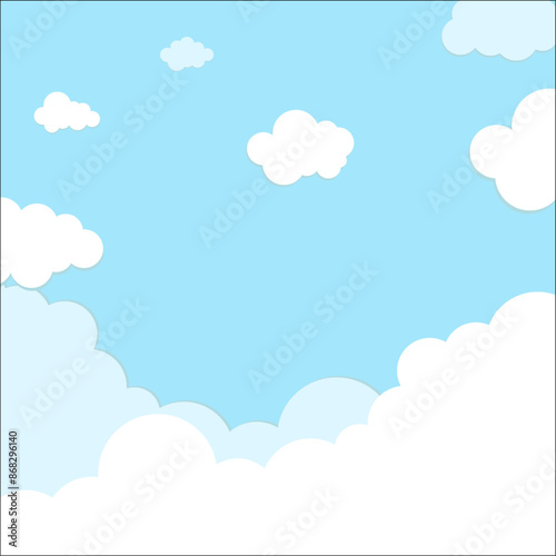 Vector Rainbow Backdrop with Soft Pastel Paper Cutouts