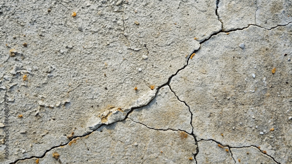 Obraz premium Cracked Concrete Wall background stock photo. Cracked concrete texture closeup. Abstract cement background. Old concrete cement with cracks and natural destruction from time and weather conditions.