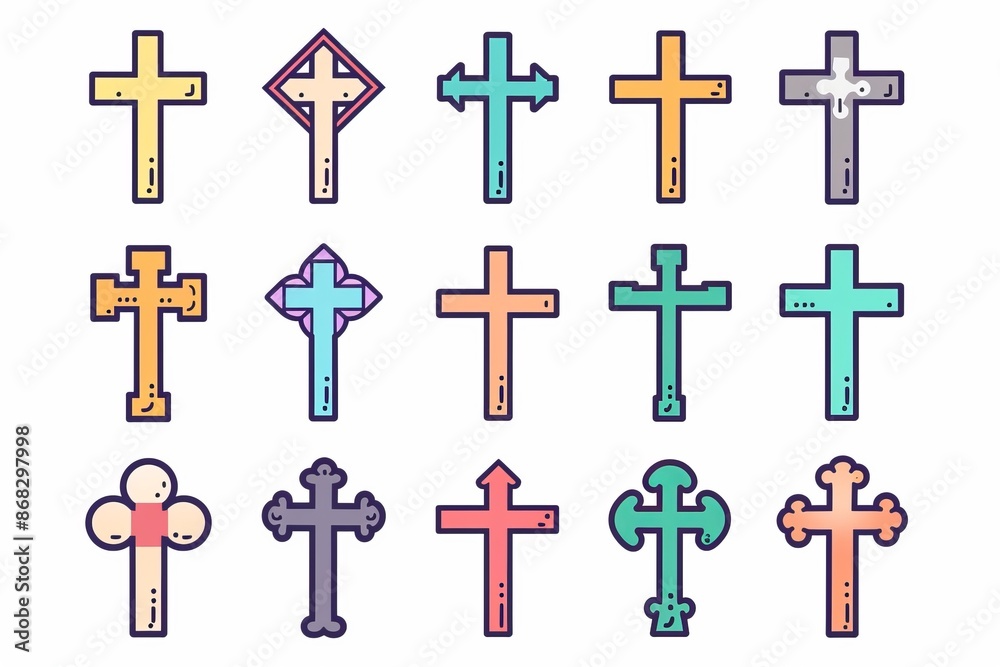 Cross icon, christianity religion symbol, christian sign, cross shape, church emblem, catholicism symbol Cross icon, christianity religion symbol, christian sign, cross shape, church emblem, catholicism symbol