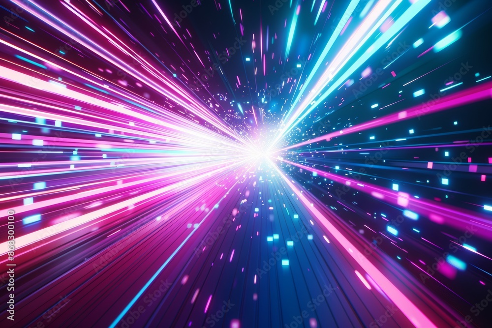 Hyperspace jump in neon light tunnel Hyperspace jump in neon light tunnel