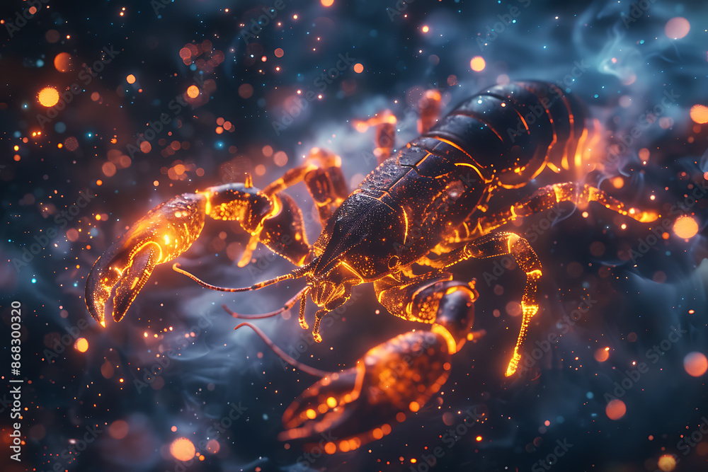 Intricate image of Scorpio zodiac sign, highlighting its mystic symbols and astrological significance in vibrant colors. Intricate image of Scorpio zodiac sign, highlighting its mystic symbols and astrological significance in vibrant colors.