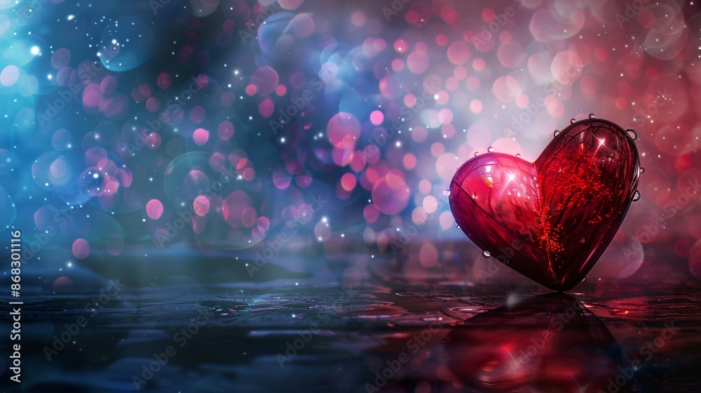 Red Heart on a Glittery Background Red Heart on a Glittery Background
