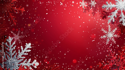 Red and Silver Christmas Snowflake Background