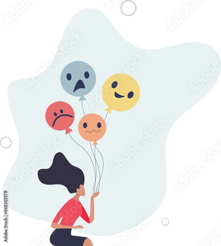 Emotional control and self regulation, stressed management or mental health awareness, feeling and expression concept.flat design.illustration with people.