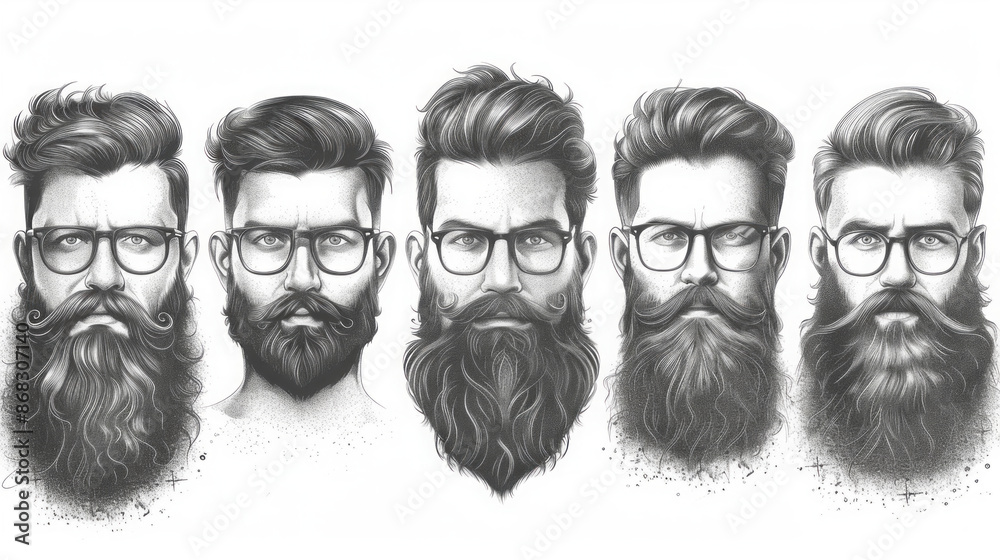 Black and White Male Hairstyles and Beards Drawings Black and White Male Hairstyles and Beards Drawings