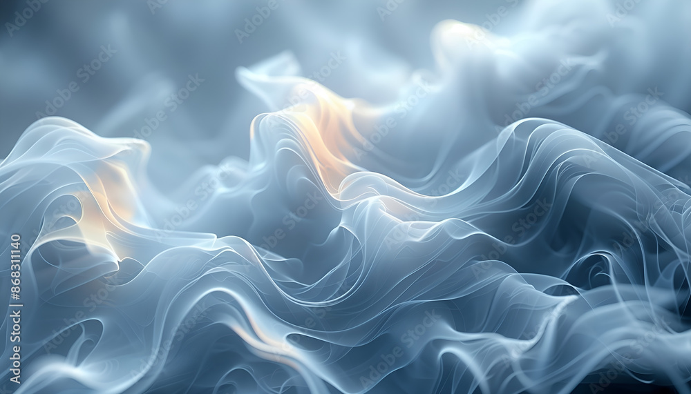 Abstract Fluid Waves with Soft Light and Shadow Patterns