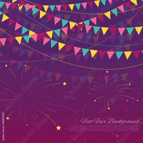 Confetti vector banner background with colorful serpentine element, place for yours text at the center. Anniversary, celebration, greeting illustration in flat simple cartoon style with fun explosion.