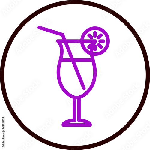 Tropical Drink Vector Line Purple Circle Black