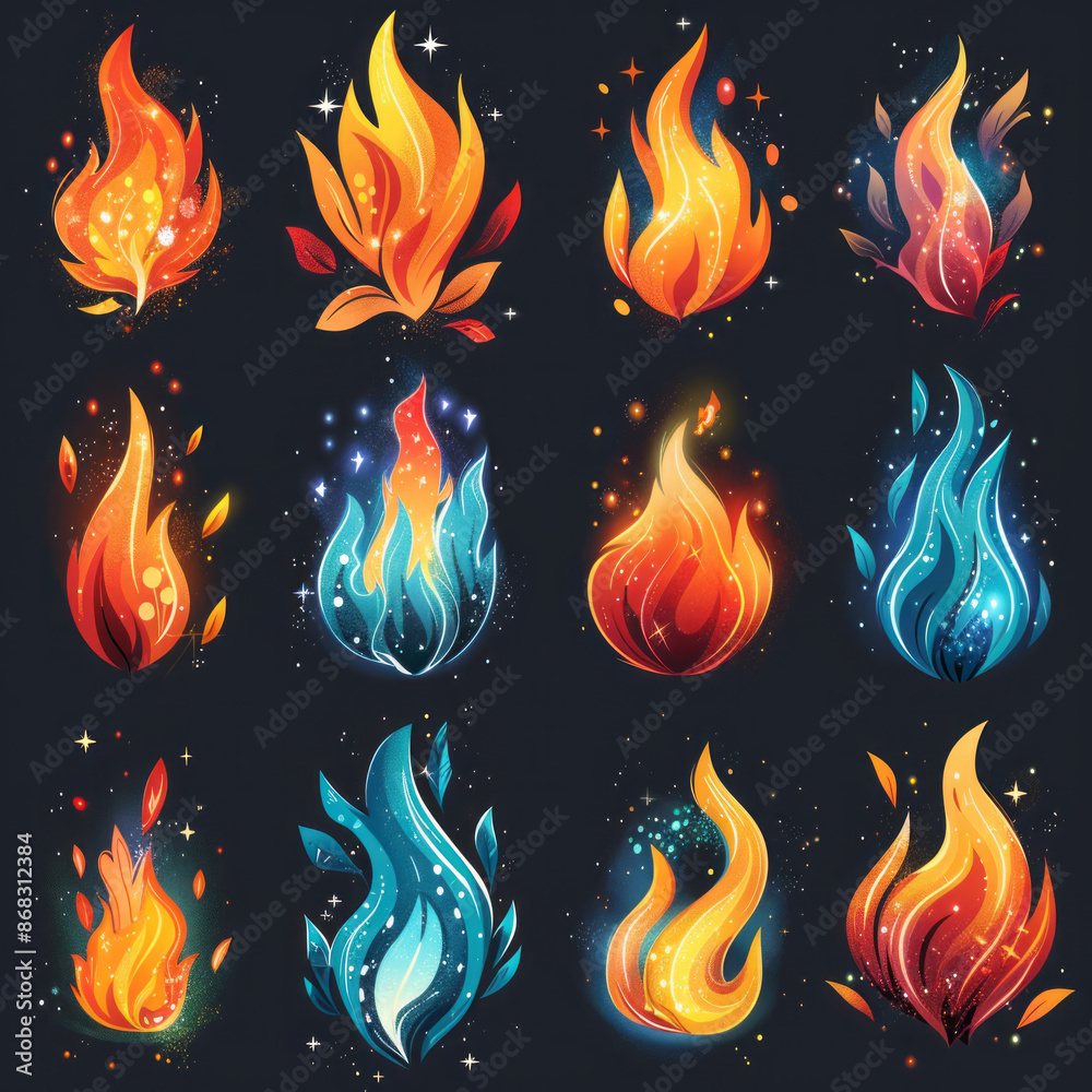 Collection of Fire Icon Illustrations Collection of Fire Icon Illustrations