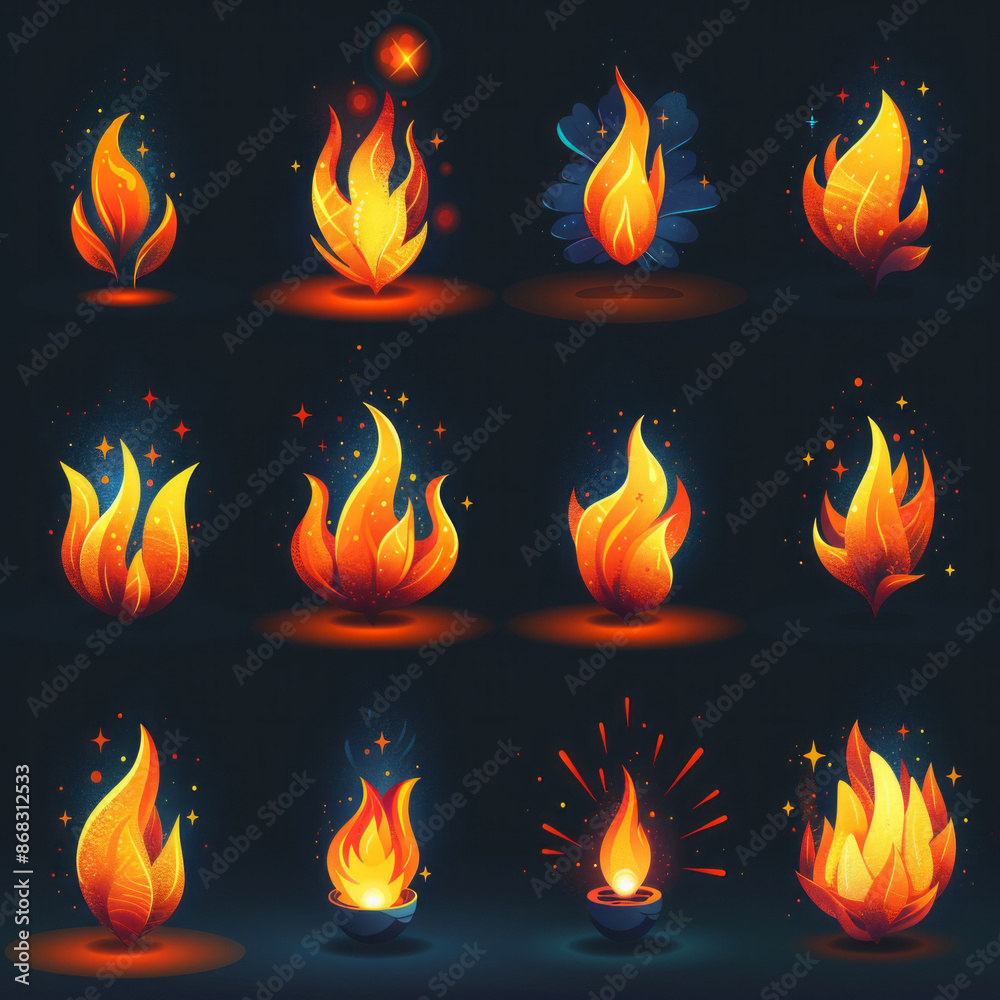 Collection of Fire Icon Illustrations Collection of Fire Icon Illustrations
