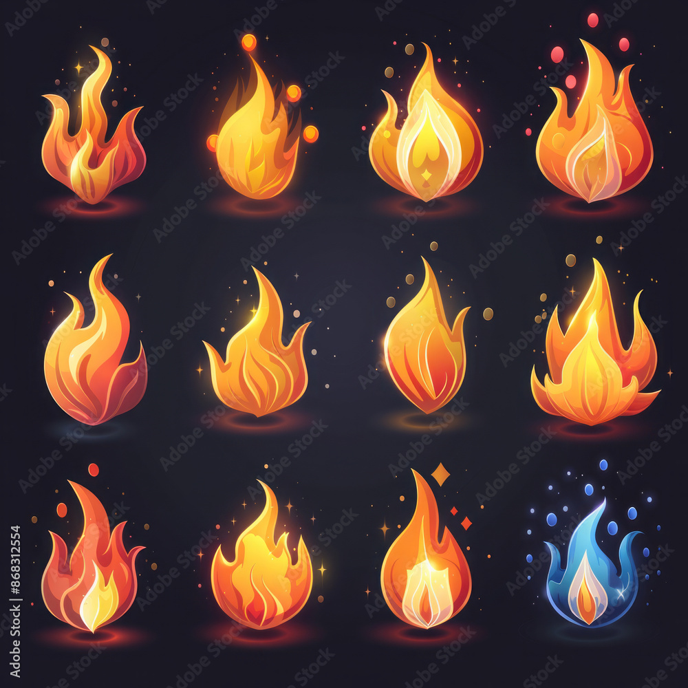 Collection of Fire Icon Illustrations Collection of Fire Icon Illustrations