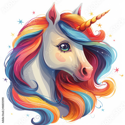 Colorful Unicorn Illustration with Rainbow Mane  © Сергей Шипулин