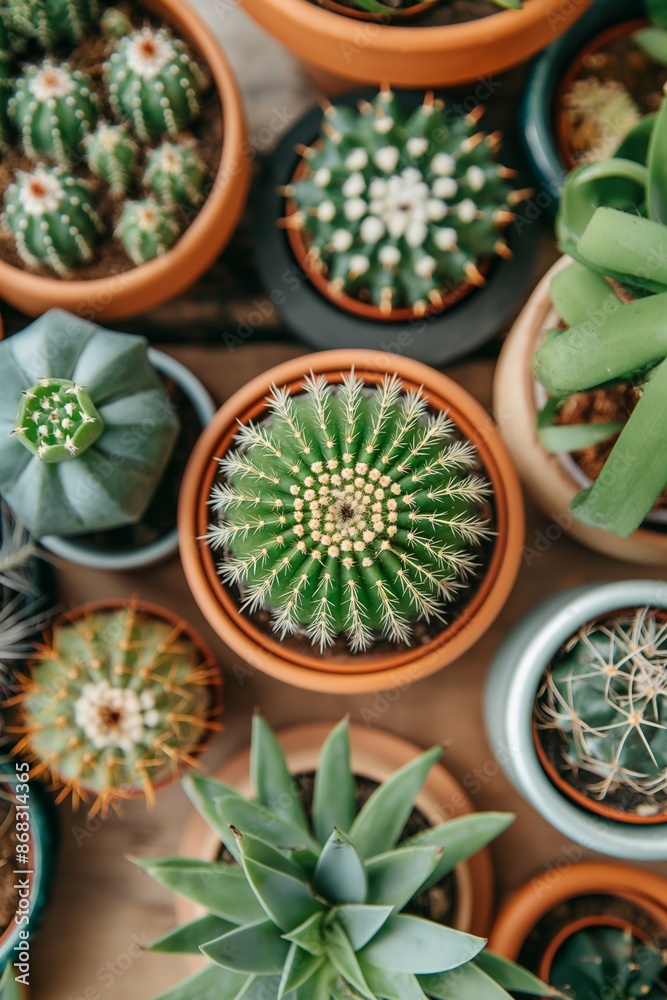 A variety of exotic succulents and cacti in pots showcase diverse and vibrant botanical growth. A variety of exotic succulents and cacti in pots showcase diverse and vibrant botanical growth.