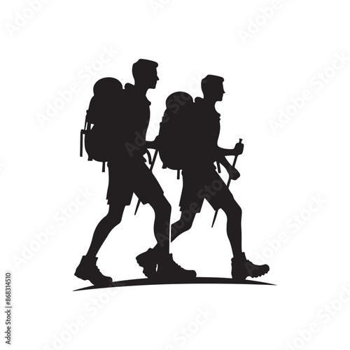 Hiker Silhouette, Mountain Climber Adventure Silhouette