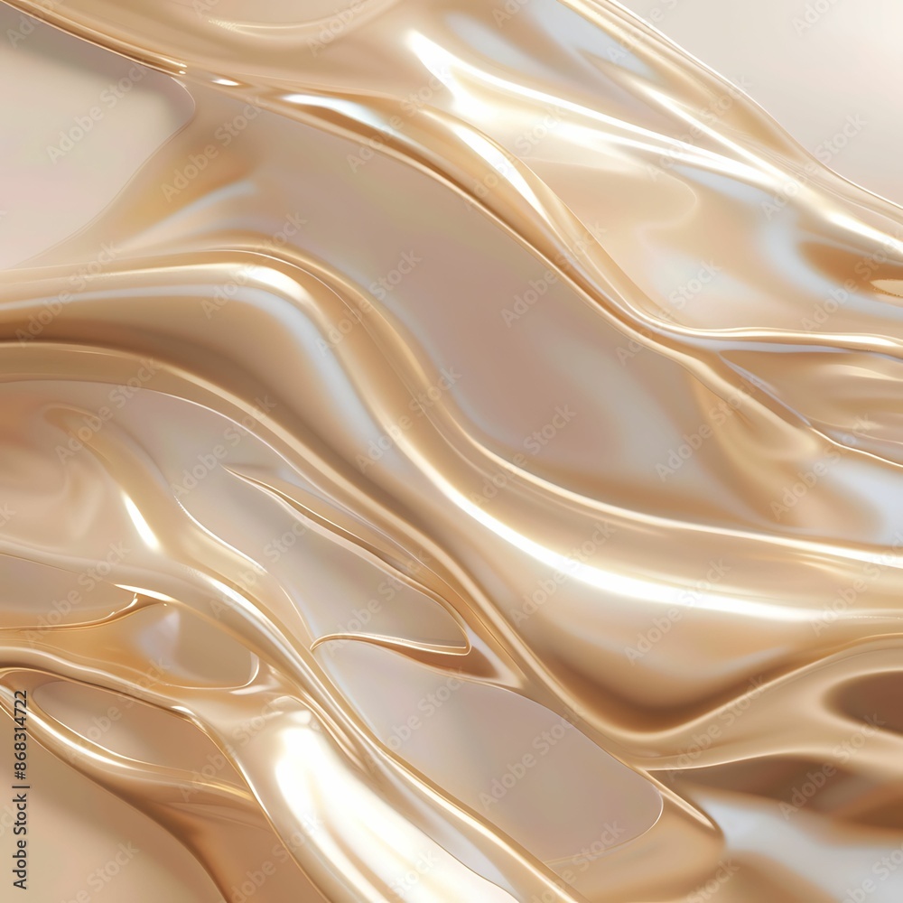 Fototapeta premium A pearlescent, golden-hued creamy liquid, resembling the rich texture of a high-end beauty product infused with pearls and gold.perfect for showcasing premium skincare or cosmetic products.