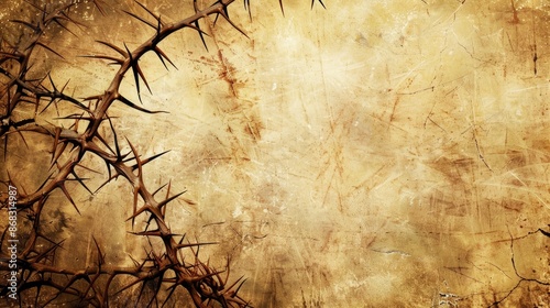 Vintage background with thorny crown photo