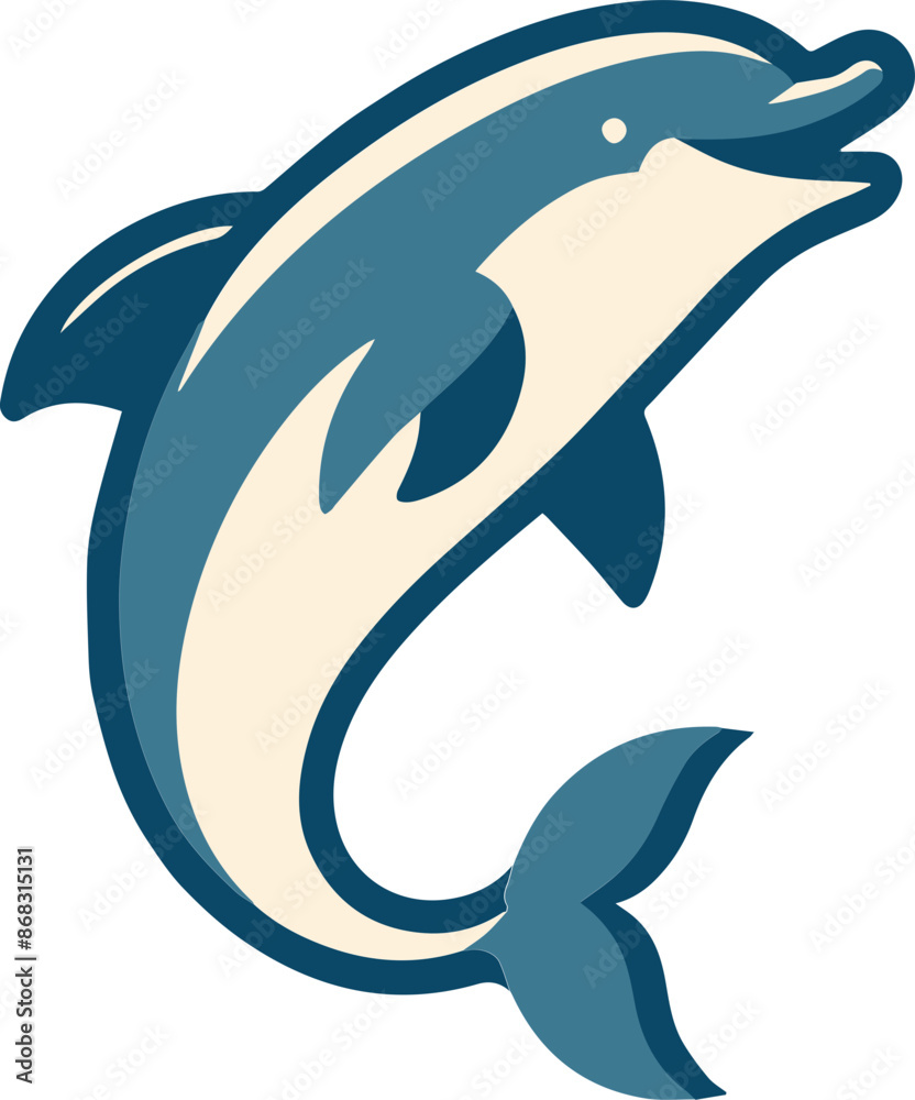 Stylized illustration of a jumping dolphin in blue and white. Perfect for marine-themed designs and ocean-related content. Stylized illustration of a jumping dolphin in blue and white. Perfect for marine-themed designs and ocean-related content.