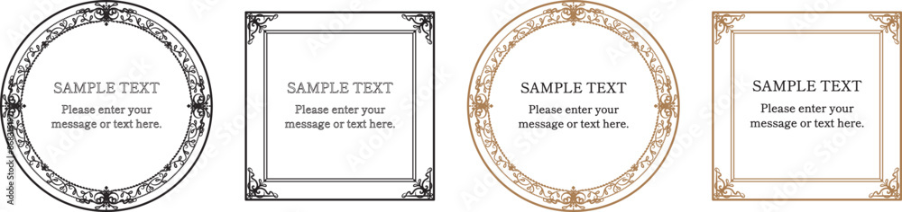 豪華なアンティークフレーム・飾り枠　ヴィンテージ　装飾　黒　金　セット