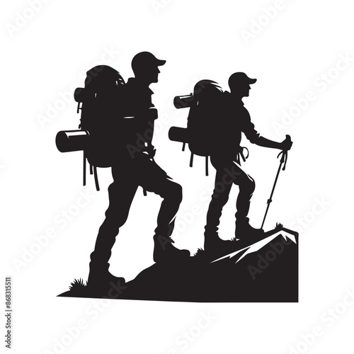 Hiker Silhouette, Mountain Climber Adventure Silhouette