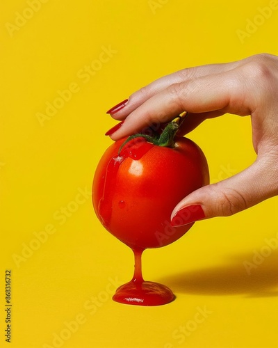 Red Tomato and Yellow Background: Splash of Color