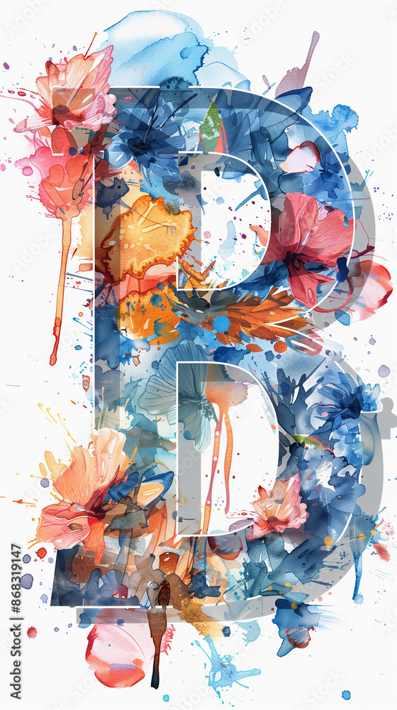 Fototapeta premium creative watercolor letter 