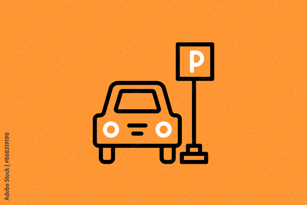 parking illustration in flat style design. Vector illustration and icon.